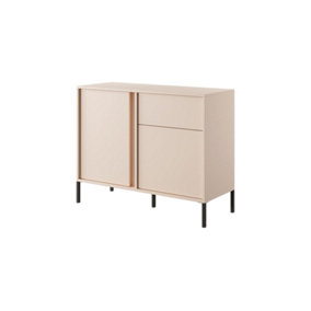 Dast D Contemporary Sideboard Cabinet 2 Hinged Doors 2 Shelves 1 Drawer Beige (H)820mm (W)1040mm (D)400mm