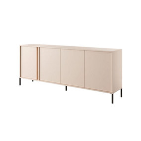 Dast E Contemporary Sideboard Cabinet 4 Hinged Doors 4 Shelves Beige (H)820mm (W)2030mm (D)400mm