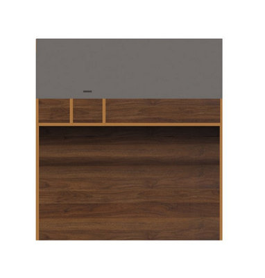 Davos 5 Wall Panel for TV Cabinet - W1300mm H1420mm D300mm in Dark Walnut and Grey Gloss, Modern and Versatile