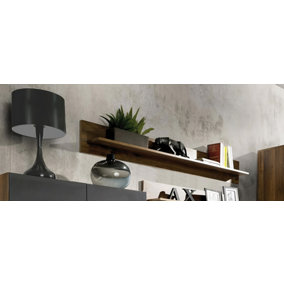 Davos D6a Wall Shelf in Dark Walnut - W1600mm H300mm D180mm, Spacious and Contemporary