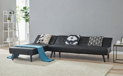 Long deals black sofa