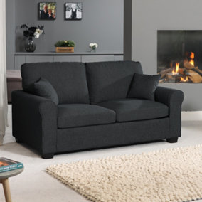 Dawson Fabric 3 Seat Sofa with Pull Out Sofa Bed - Black