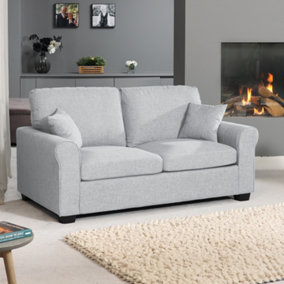 Dawson Fabric 3 Seat Sofa with Pull Out Sofa Bed - Light Grey