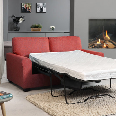 Dawson Fabric 3 Seat Sofa with Pull Out Sofa Bed - Red