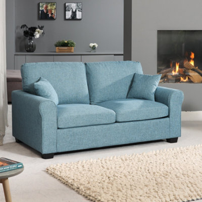 Dawson Fabric 3 Seat Sofa With Pull Out Sofa Bed - Teal 