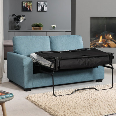 Dawson Fabric 3 Seat Sofa with Pull Out Sofa Bed - Teal