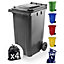 Dawsons Living Black Outdoor Wheelie Bin for Trash and Rubbish 240L Council Size with Rubber Wheels