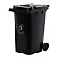 Dawsons Living Black Outdoor Wheelie Bin for Trash and Rubbish 240L Council Size with Rubber Wheels