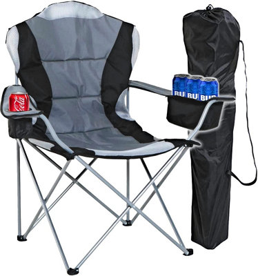 Buy Deluxe Portable Fishing Chairs Folding Camping Deck Chair Grey