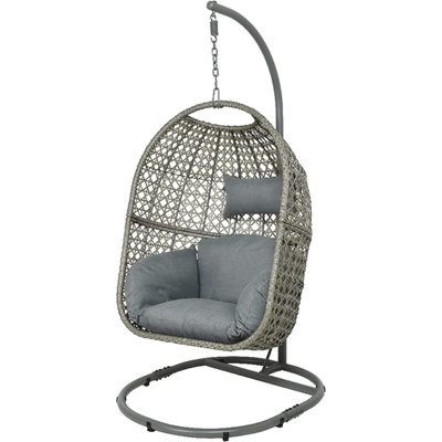 Dawsons Living Grey Rattan Vienna Outdoor Hanging Garden Egg Chair Wicker Weave Swing Hammock Stand. DIY at B Q