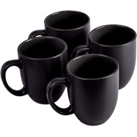 Dawsons Living Mugs Dinnerware Set - Ceramic Amalfi Kitchen Dinner Sets (Black, 4 Mug Set)