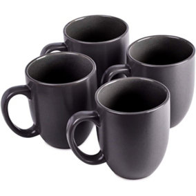 Dawsons Living Mugs Dinnerware Set - Ceramic Amalfi Kitchen Grey Dinner Sets (Charcoal, 4 Mug Set)