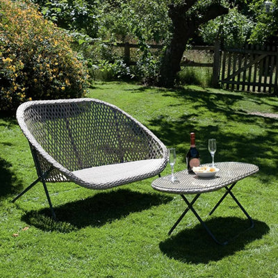 Faux rattan store garden furniture