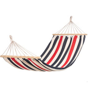 Dawsons Living Striped Swinging Durable 1 Seat/Person Garden Hammock Colour: Blue/Red