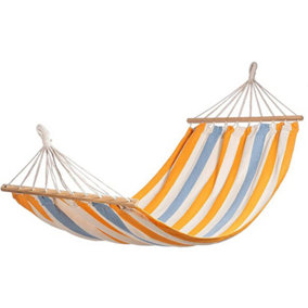 Dawsons Living Striped Swinging Durable 1 Seat/Person Garden Hammock Colour: Yellow/Blue