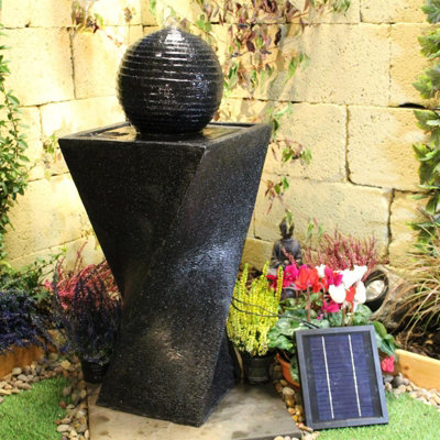 Day and Night Contemporary Solar Water Feature - Solar Powered - Resin ...