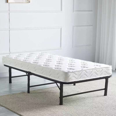 Daybed 3ft Single Glossy White Metal Framed Versailles Guest Sofa Bed With 1 Bonnell Spring high-density foam Mattress
