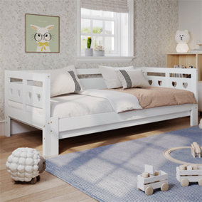 Daybed Cabin Bed Wooden 3FT Single Sofa Guest Bed, Pull out Trundle Wooden Bed Heart for Living Room and Bedroom