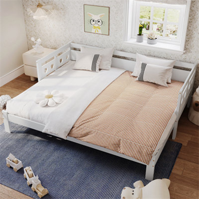 Daybed Cabin Bed Wooden 3FT Single Sofa Guest Bed Pull out Trundle Wooden Bed Heart for