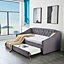 Daybed Grey Velvet Sofa Bed With Underbed Trundle Living Room Bedroom Furniture Guest Day Bed Sofabed With 2 Mattresses