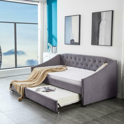 Gray velvet daybed store with trundle