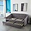 Daybed Grey Velvet Sofa Bed With Underbed Trundle Living Room Bedroom Furniture Guest Day Bed Sofabed With 2 Mattresses