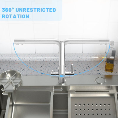 Philips 3 Way Kitchen Tap, Double Lever, Black