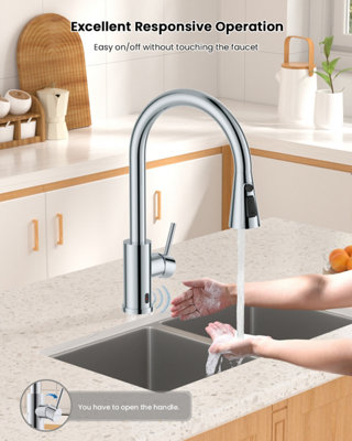 Dayone Touchless Chrome Kitchen Tap with Infrared Sensor, 360 Swivel ...