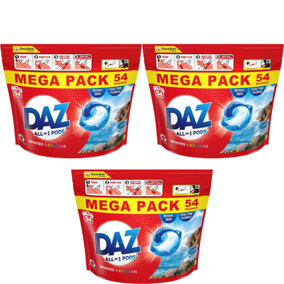Daz All In one Washing Liquid Capsule White & Colours 54 Washes Pack of 3