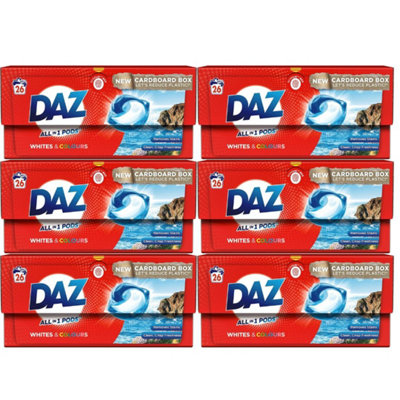 Daz All In One Washing Pods Whites & Colours 26 Pods x 6