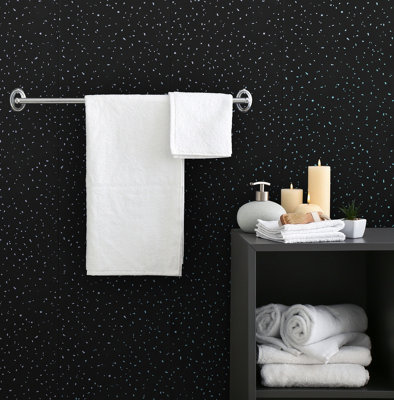 Buy DBS Bathrooms Black Sparkle PVC Bathroom Wall Panels Pack of 6 (3 ...