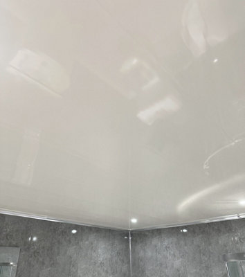 DBS Bathrooms Gloss White PVC Bathroom Wall Panels Pack of 6 (3.9Sqm ...