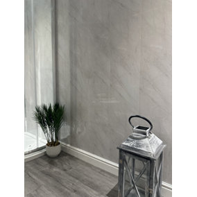 DBS Bathrooms Grey Marble 8mm PVC Bathroom Wall Panels Pack of 6 (3.9Sqm)