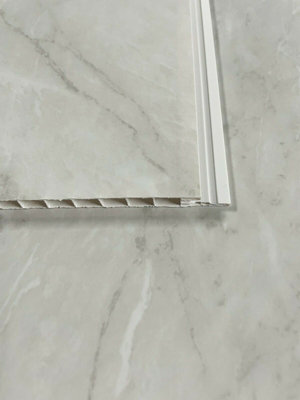 DBS Grey Marble Chrome Strip Bathroom PVC Wall Botswana - View #10