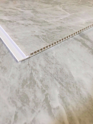 DBS Bathrooms Grey Marble PVC Bathroom Wall Panels Pack of 6 (3.9Sqm)