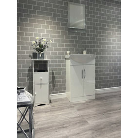 DBS Bathrooms Grey Metro Tile Effect Gloss PVC Bathroom Wall Panels Pack of 6 (3.9Sqm)