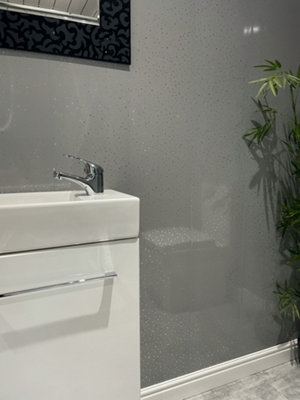 DBS Bathrooms Grey Sparkle PVC Bathroom Wall Panels Pack of 6 (3.9Sqm)