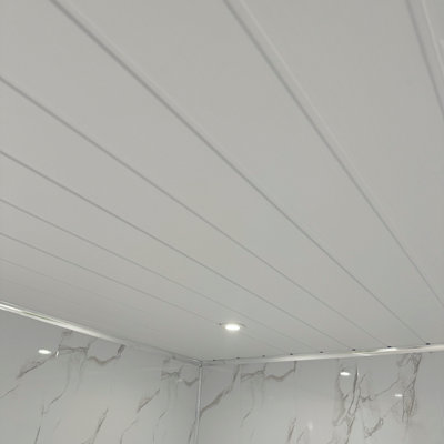 DBS Bathrooms Matt White Twin Embedded 8mm PVC Bathroom Ceiling Panels ...