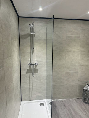 DBS Bathrooms Multi Grey Large Tile Effect 8mm PVC Bathroom Wall Panels ...