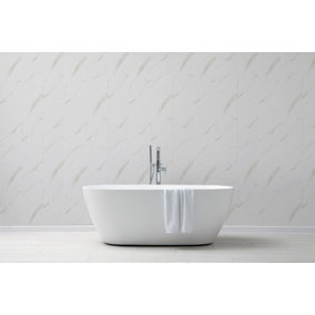 DBS Bathrooms White Marble 8mm PVC Bathroom Wall Panels Pack of 6 (3.9Sqm)