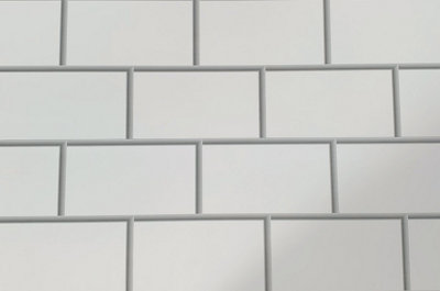 DBS Bathrooms White Metro Tile Effect Gloss PVC Bathroom Wall Panels Pack of 6 (3.9Sqm)