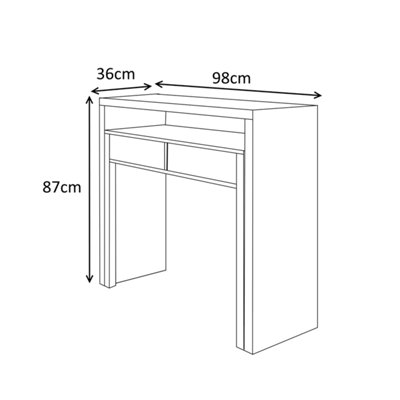 DC - AMBRA Extending Computer Desk with 2 Drawers - White & Cement (H ...