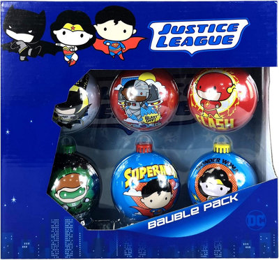 DC Comics Justice League 6PC Christmas Tree Baubles Decorations