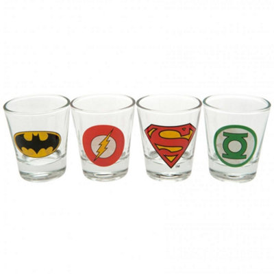 DC Comics Official Shot Gl Set (Pack Of 4) Clear (One Size)