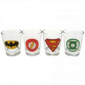 DC Comics Official Shot Gl Set (Pack Of 4) Clear (One Size)