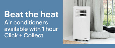 Beat the heat with air conditioners that are available with 1 hour click and collect. Click to air conditioners.