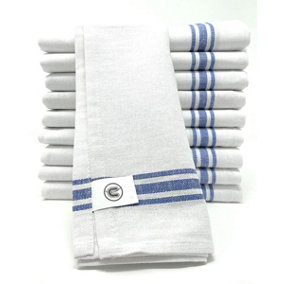 DCS Cotton Tea Towels, Pack of 10, Quick-drying & absorbent. Kitchen, Restaurant, Bar Glass Cloths, Large size 70x47cm.