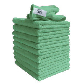 DCS Microfibre Cloth, Green, 10-Pack, Large Size: 40x40cm. Super Soft, Streak-Free. Kitchen, Bathrooms, Surfaces, Car.