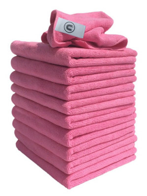 DCS Microfibre Cloth, Pink, 10-Pack, Large Size: 40x40cm. Super Soft, Streak-Free. Kitchen, Bathrooms, Surfaces, Car.