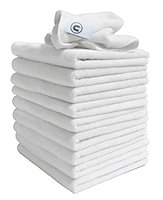 DCS Microfibre Cloth, White, 10-Pack, Large Size: 40x40cm. Super Soft, Streak-Free. Kitchen, Bathrooms, Surfaces, Car.
